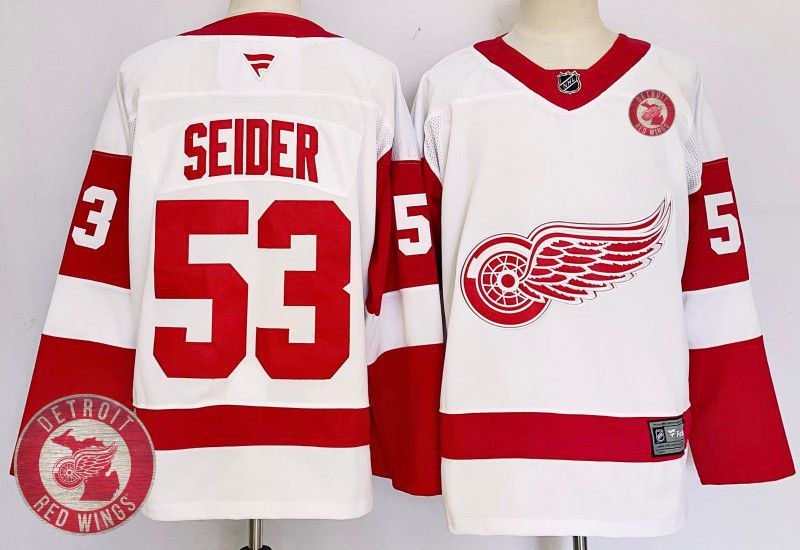 Men Detroit Red Wings #53 Seider White Fanatics 2025 NHL Jersey style 4->detroit red wings->NHL Jersey